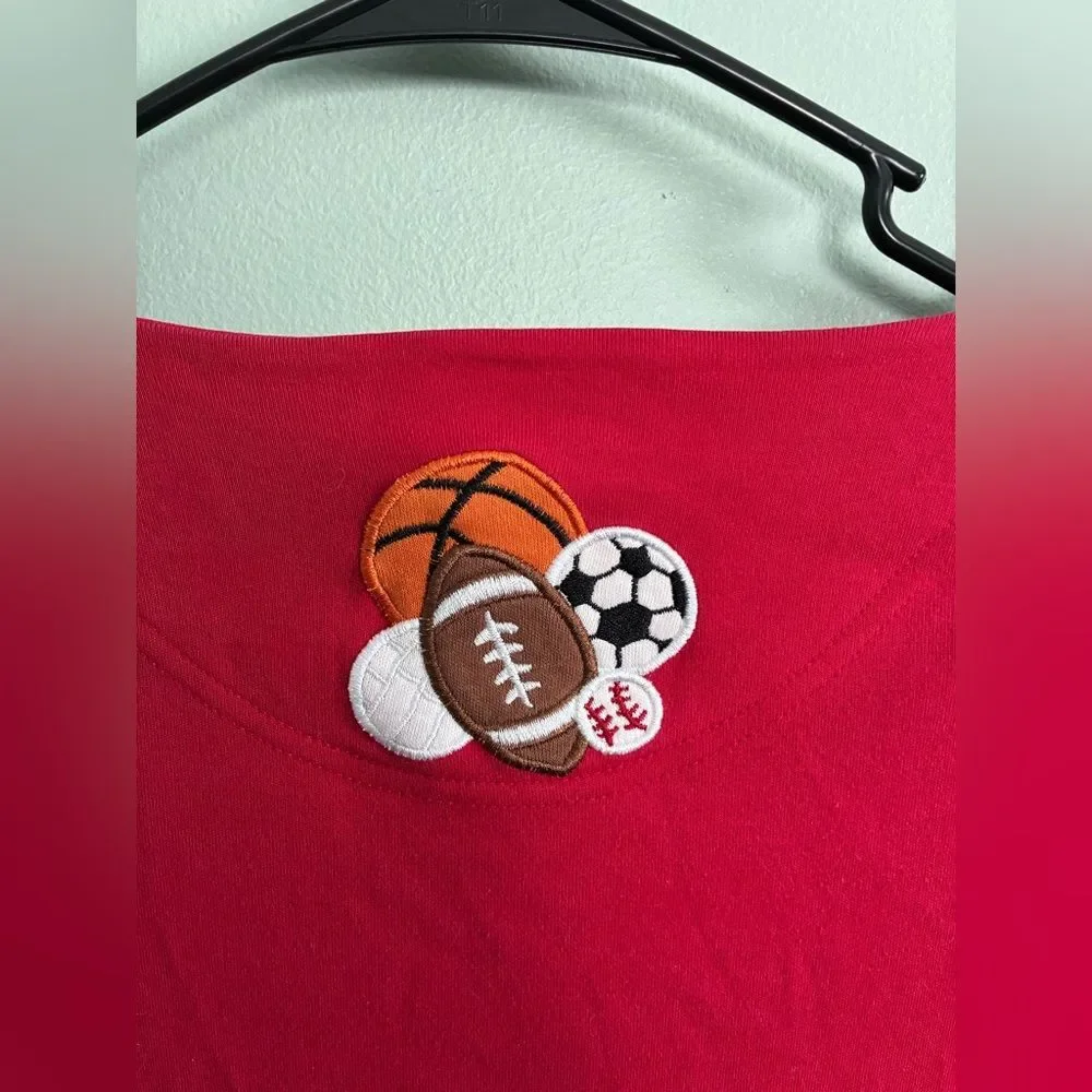 Bechamel Red Cardigan Embroidery Sports Gym Teacher School Kids Grandma XL - Picture 5 of 5